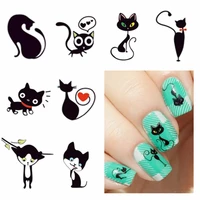 1 sheet optional new fashion lovely sweet water transfer 3d grey cute cat nail art sticker full wraps nails decal diy