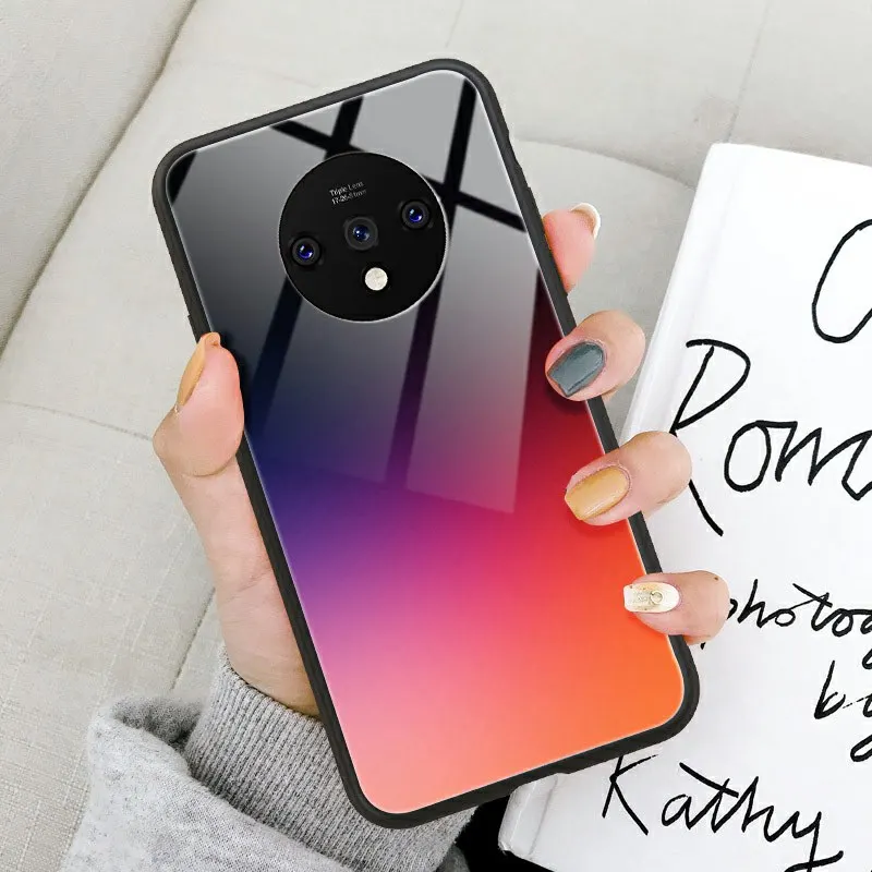 P023 Чехол из закаленного стекла для телефона для Oneplus 7T Pro 7 Pro 6 6T 5 5T роскошный цветной градиентный чехол - Цвет: P023