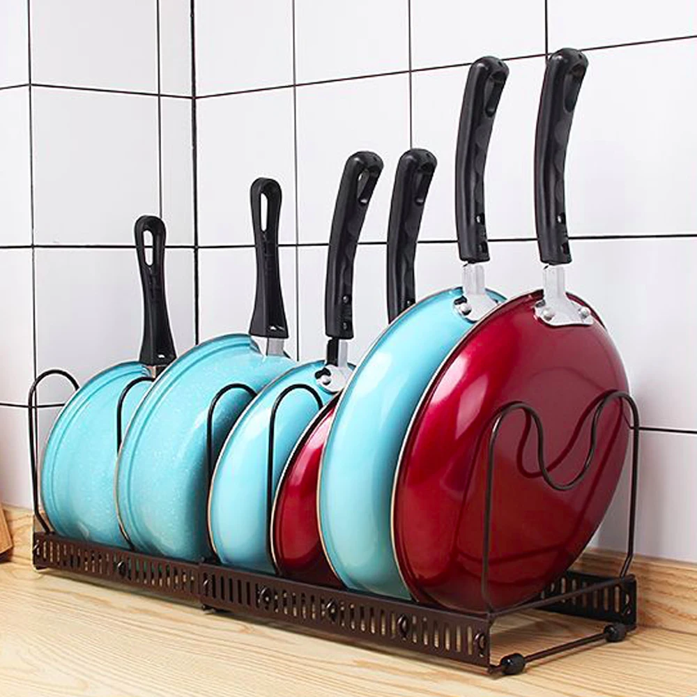 

Adjustable Lids Cookware Holder Multilayer Folding Pot Cover Rack Organizer Rack Holds For Kitchen Storage Accessories