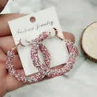 Серьги женские, круглые, с блестящими кристаллами