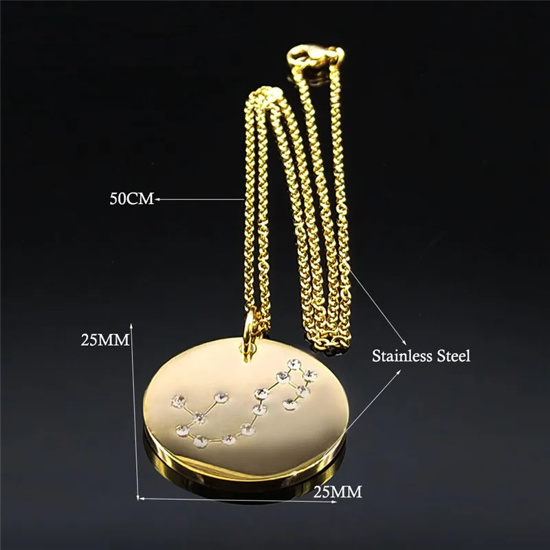 

StainlessSteel Astrology Scorpio Pendant Necklace Women/Men Crystal Chain Necklace Jewelrycollar acero inoxidable NXS02