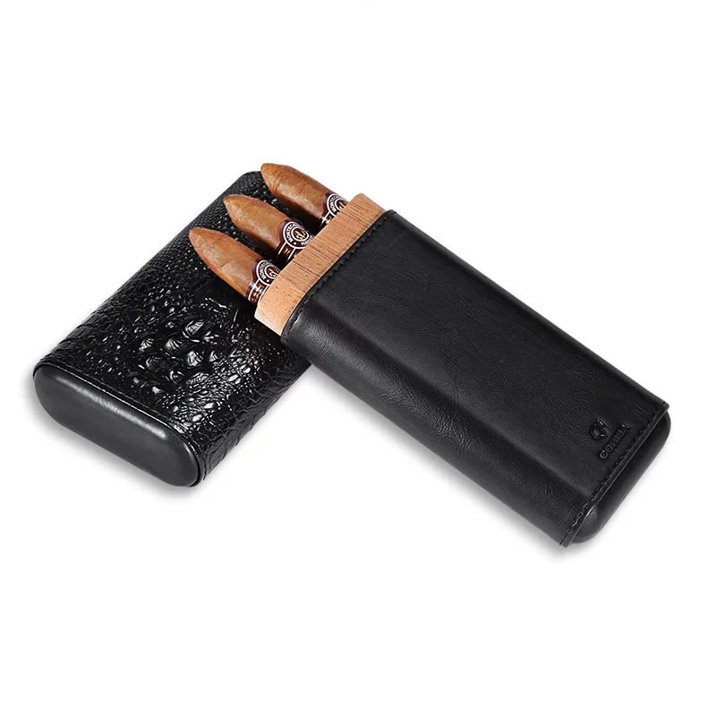 COHIBA Новое поступление кожаный чехол Портативный хьюмидор коробка подходит для 3 сигар Подарочная коробка чехол для сигар CLH-0053