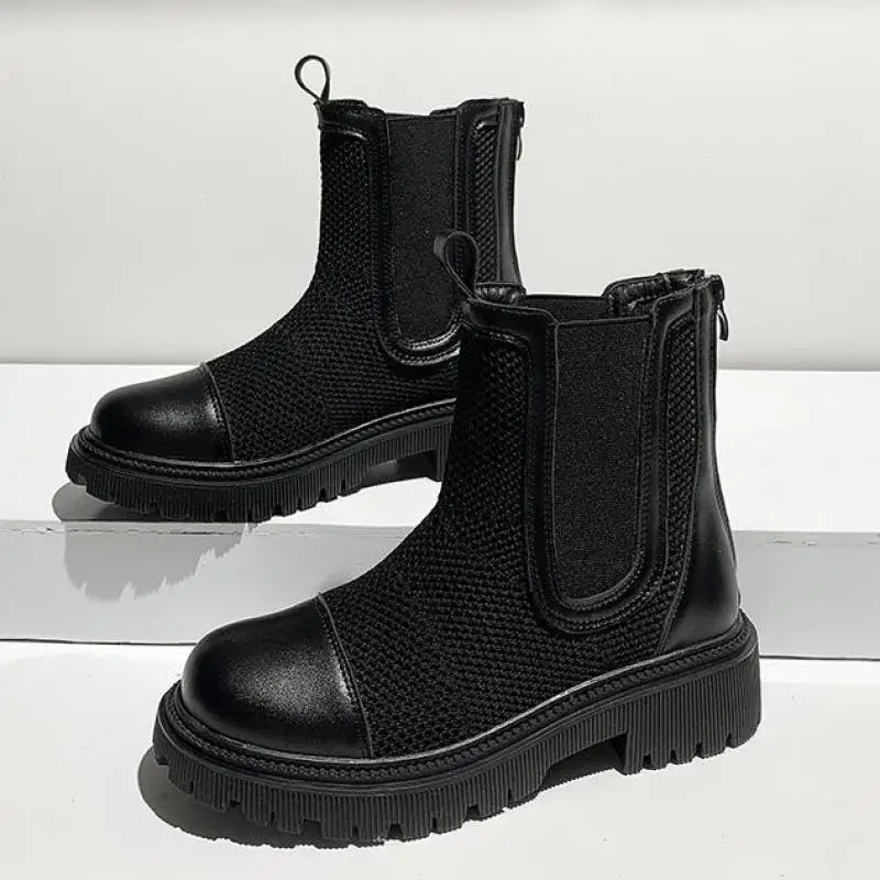 

Брендовая женская обувь, женские ботинки на молнии, мода 2022, элегантная резиновая эластичная ткань Ytmtloy с круглым носком, зимние женские бот...