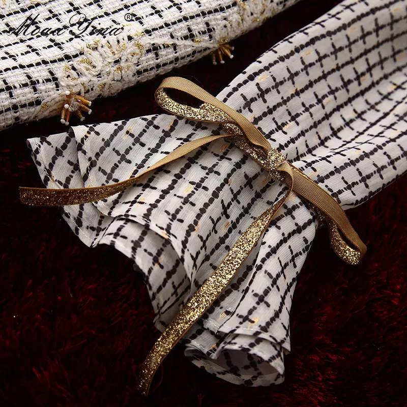 MoaaYina модное дизайнерское платье весна-осень женское золотая линия вышивка