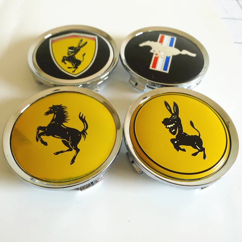 4pcs 74mm 70mm For Mustang Horse Donkey Car Wheel Center Hub Cap covers Emblem Badge Auto Styling