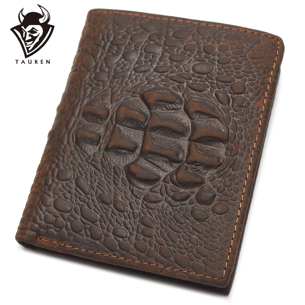 

Crazy Horse Leather Wallet Crocodile Pattern Style Genuine Purse Men Bag Hot Selling Card Holder
