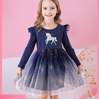 kids autumn winter dresses for girls star sequins princess dress girl long sleeve party vestidos girls dress children clothing