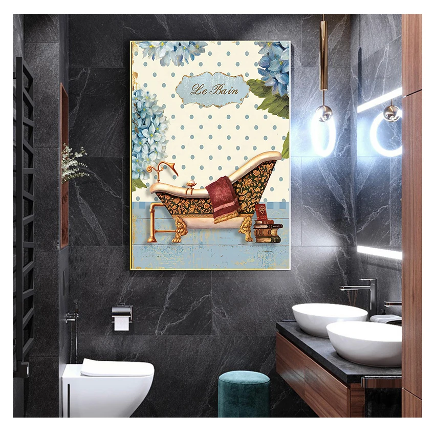 

And Prints Pastoral Bathroom Landscape Cartoon Canvas Paintings Wall Art Pictures For Bedroom Nordic Home Decoration Posters