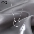 VOQ 925 пробы Серебряное геометрическое круглое ожерелье, Женская цепочка до ключиц, Простые индивидуальные украшения