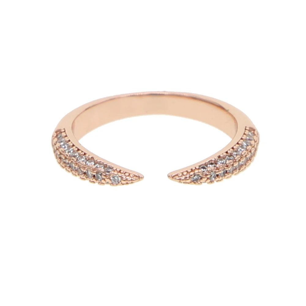 rose gold Спайк Открытое кольцо для женщин, золото, розовое серебро, 3 цвета, стек, укладка полос, регулируемые кольца для суставов палец - Цвет основного камня: rose gold