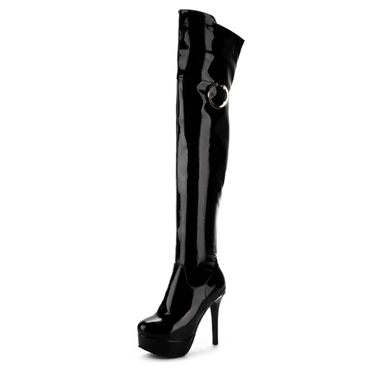 

Big Size9 10 11-13 thigh high boots knee high boots over the knee boots women ladies boots Metal trim side zipper