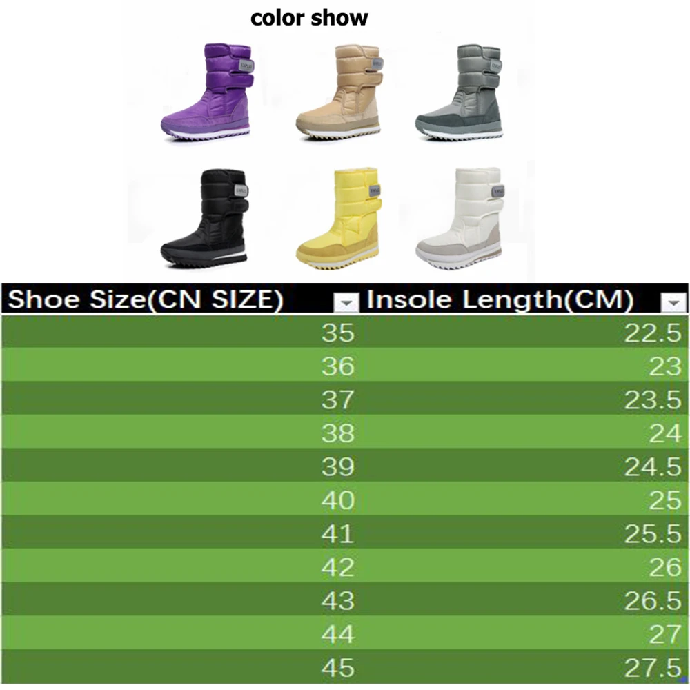 Womens Waterproof Snow Boots Thick Wool Lightweight Warm Plush Boots Non-slip Mid-Calf Winter boots Mens Shoes Size 35-46