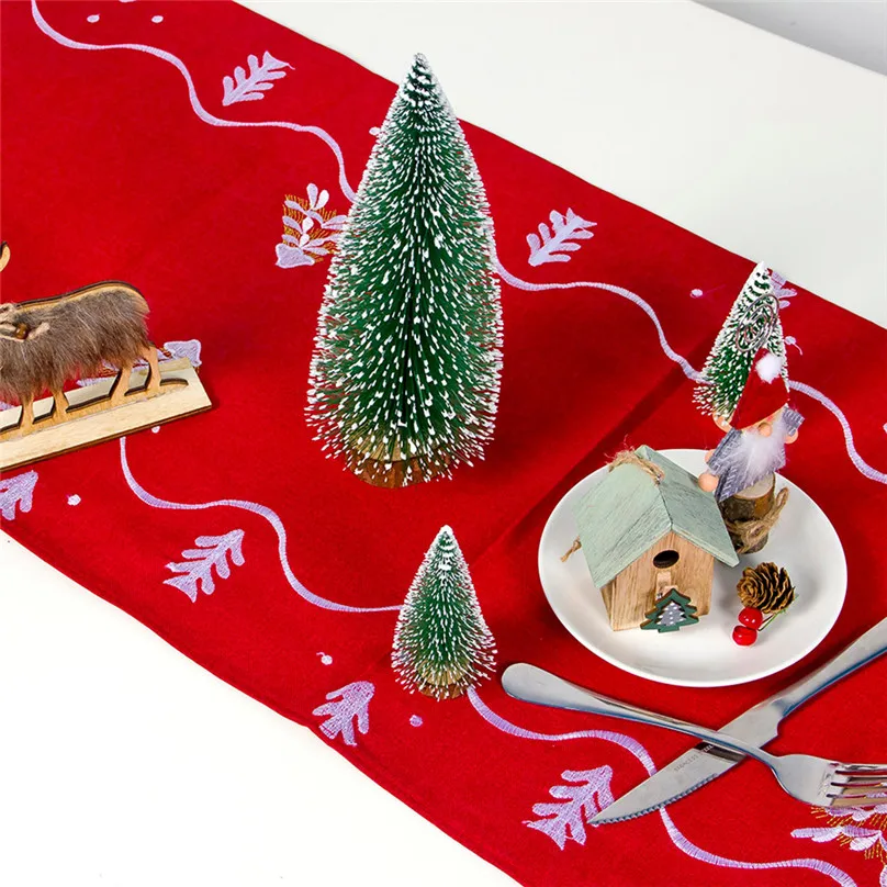 Christmas Table Runner Cloth Art Embroidery Santa Claus Tablecloth Decoration Xmas Flag Home Party Decor &amp4A27 | Дом и сад