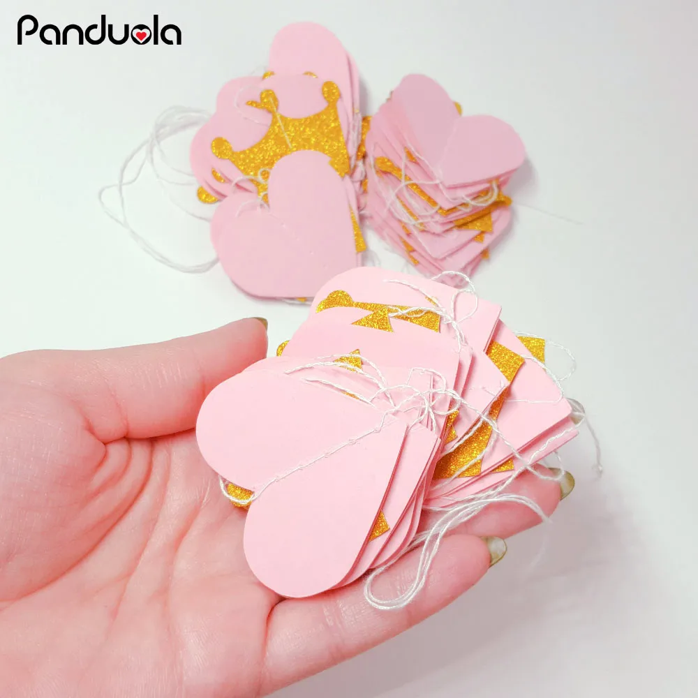 22 шт./лот 2 м розовое золото блестящая бумага в форме сердца гирлянда баннер для