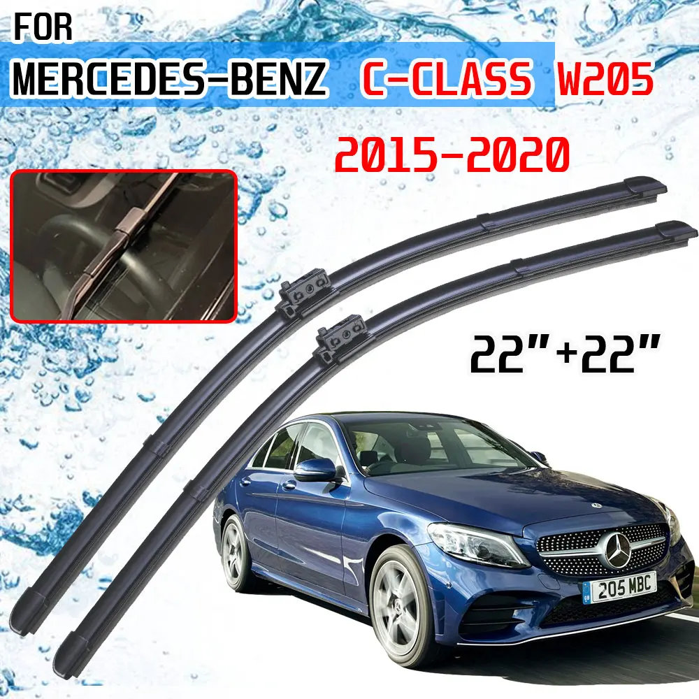 For Mercedes Benz C-Class W205 C-Klasse C180 C200 C220 C250 C300 2015~2020 Accessories Car Front Wiper Blades Brushes Cutter