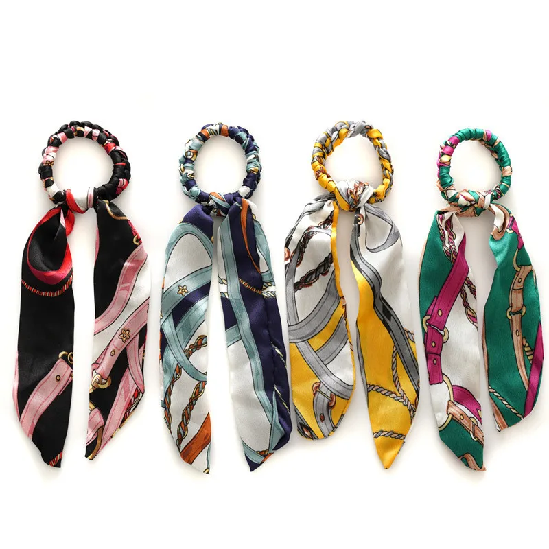

New Bohemian Hair Scarf Scrunchie for Women Elastic Hair Bands Ponytail Holder Ribbon Bow Hair Rope Ties Girls Hair Accessories