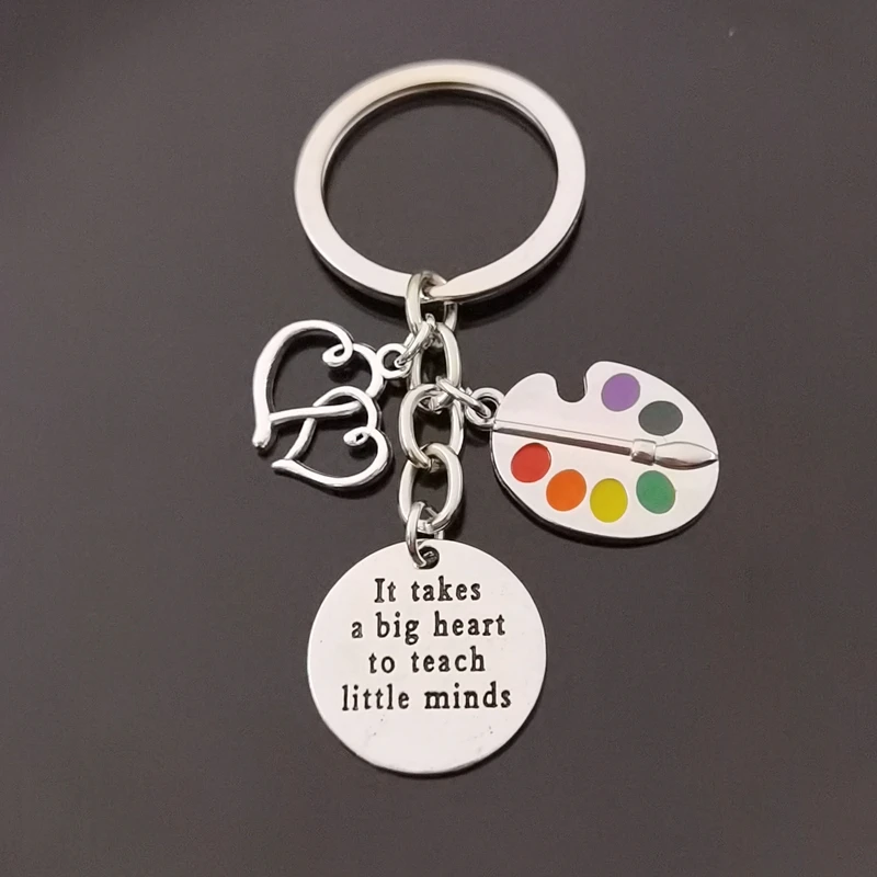 Брелки с красным яблоком для учителей цепочка ключей большим сердцем учения