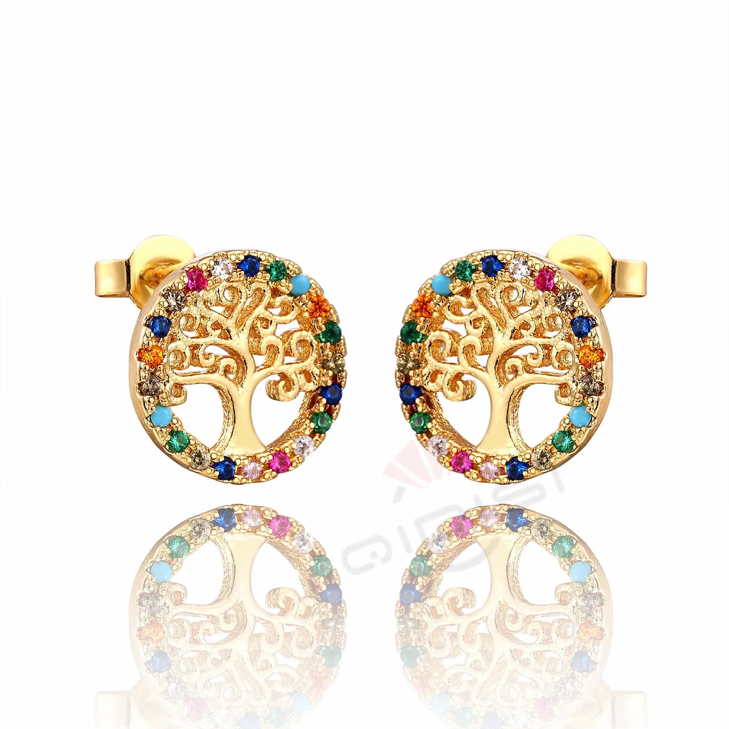 Роскошные серьги гвоздики цвета розового золота белого сверкающие с цирконием и