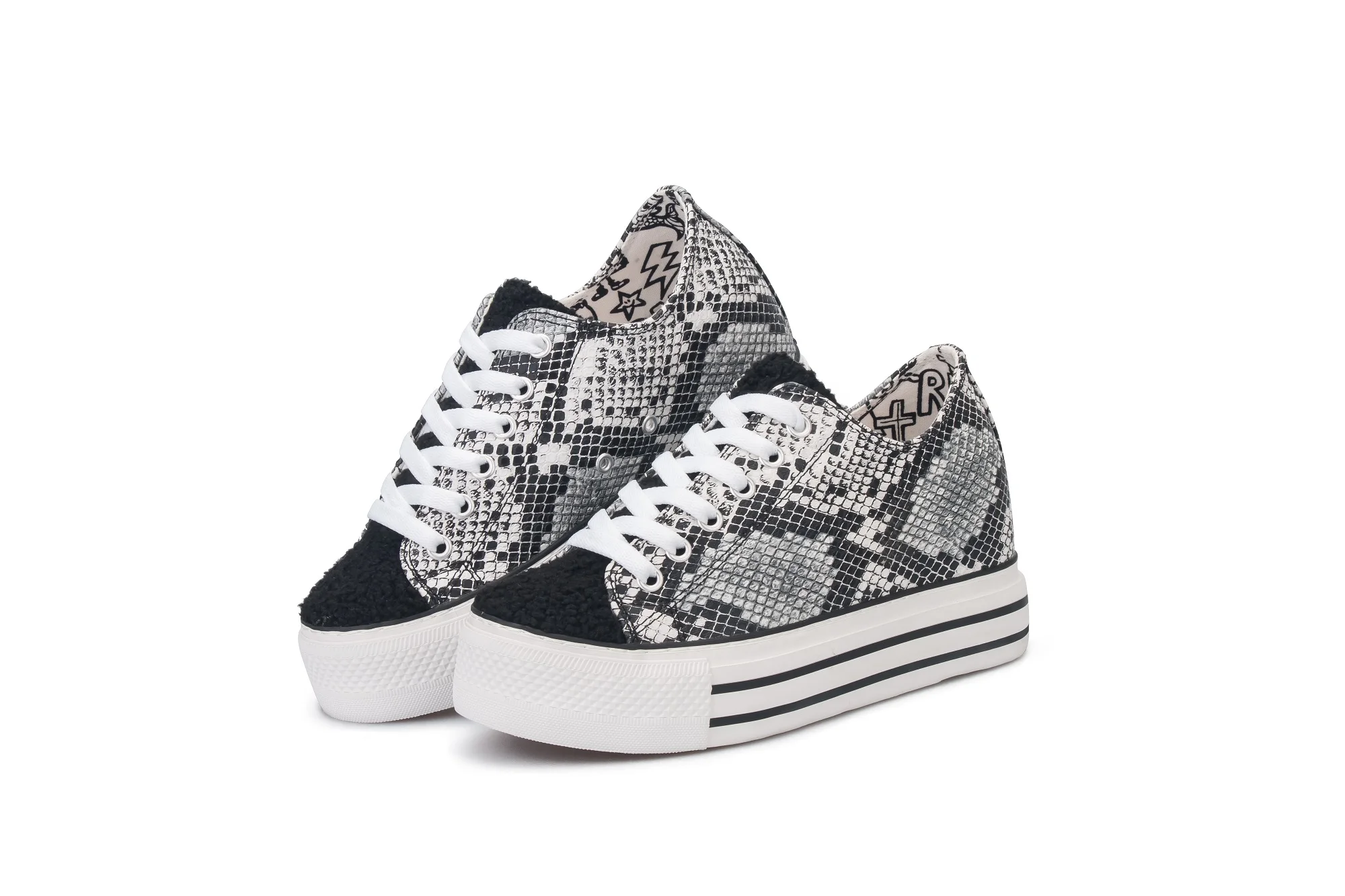 Кроссовки IIJIN женские Классическая прогулочная обувь на толстой подошве с узором