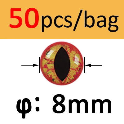 Orange 8mm 50pcs Bimoo 50 шт. 3D 4D голографические рыболовные глаза для приманки рыбные глаза для завязывания мух изготовления приманки ремесло рыбы Череп Живые Глаза Размер 3 мм-12 мм - Цвет: Orange 8mm 50pcs