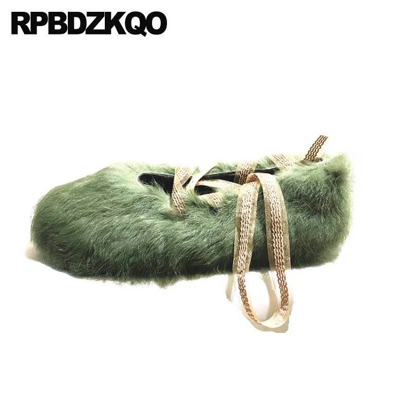 

Women Green Casual Black Chinese White Large Size Winter Flats Round Toe 2021 Ladies Shallow Fur Designer Shoes China Lace Up