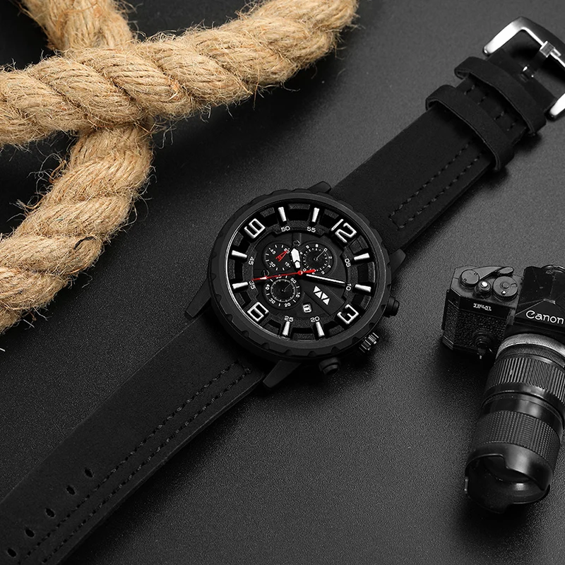 Часы наручные мужские кварцевые с большим циферблатом водонепроницаемые |