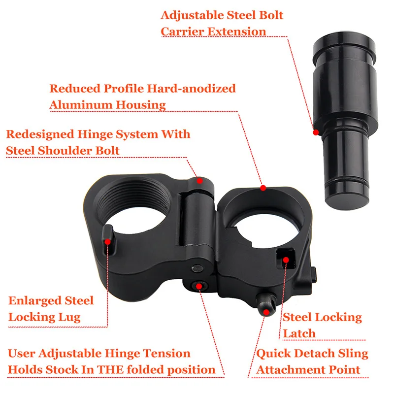 TOtrait Tactical AR Black Folding Stock Adapter Fit M16 M4 SR25 Series GBB(AEG) For Airsoft Paintball Shooting Hunting Accessory | Спорт и