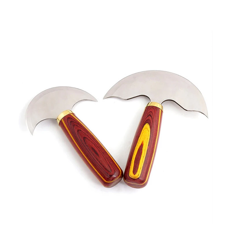 

Wood Color Handle Sharp Leather DIY Craft Skiving Knife, Leather Cutting Handwork Tool, Wide Curved Cutting Edge