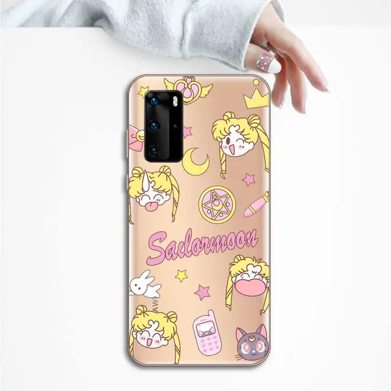 

Sailor Moon Summer Girl Candy Phone Case Transparent for Huawei P20 P30 P40 lite pro P smart 2019 honor 8x 10i