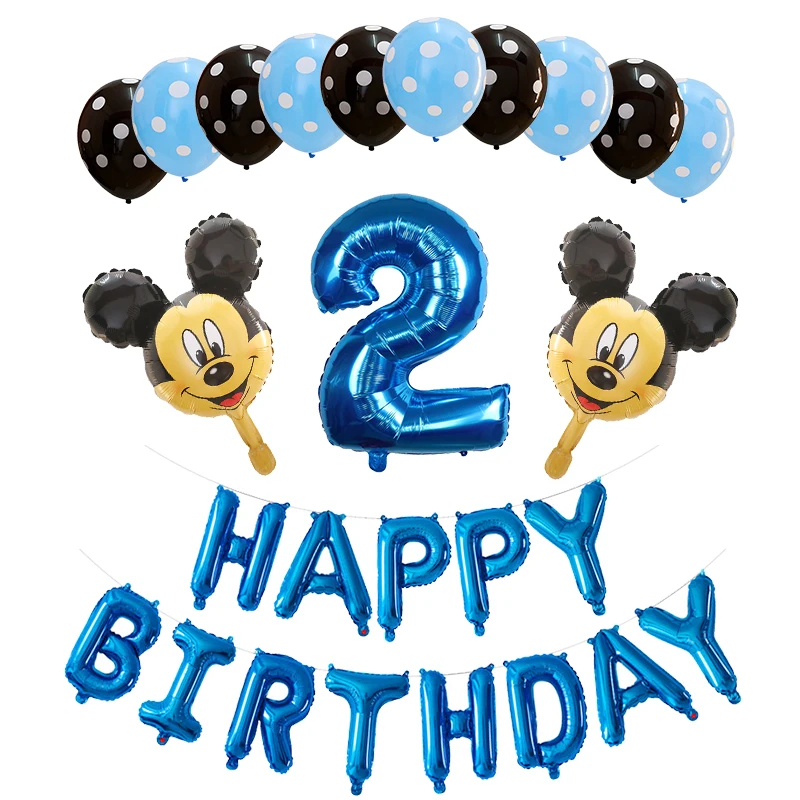 blue 2 years old 26 шт с Микки Маусом и Минни Маус комплект 3" розового и синего цвета фольгированные буквы «С Днем Рождения» шар для мальчиков и девочек 1 2 3 4 5 6 7 8 9 лет старый вечерние Декор поставки - Цвет: blue 2 years old