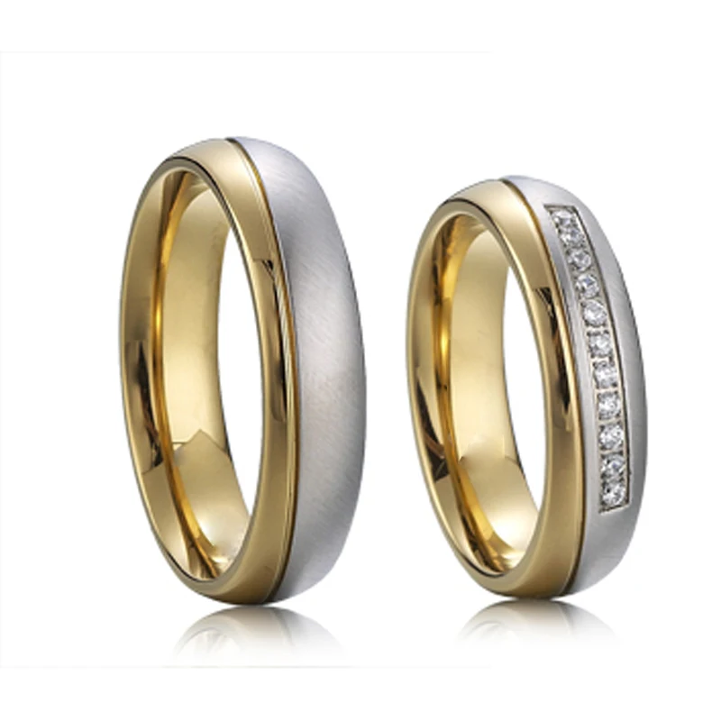 

Wholesale Lover'S Alliance Promise Wedding Rings For Men And Women 14k Gold Plated Titanium Stainless Steel Jewelry Couples Ring