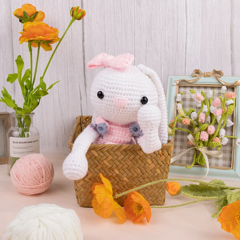 Трикотажная тканевая игрушка кролик Diy Вязание незавершенные игрушки розовый динозавр хлопок наборы веревок распродажа в скандинавском стиле подарок на день рождения комплект