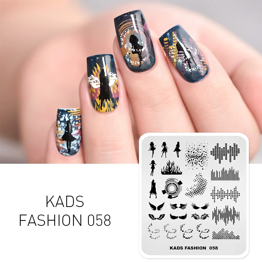 Fasion 058 55 дизайнов, Новое поступление, штамповочные пластины для ногтей, несколько стилей, шаблон, сделай сам, изображение, трафарет, инструмент для красоты, для украшения ногтей, штамп - Цвет: Fasion 058