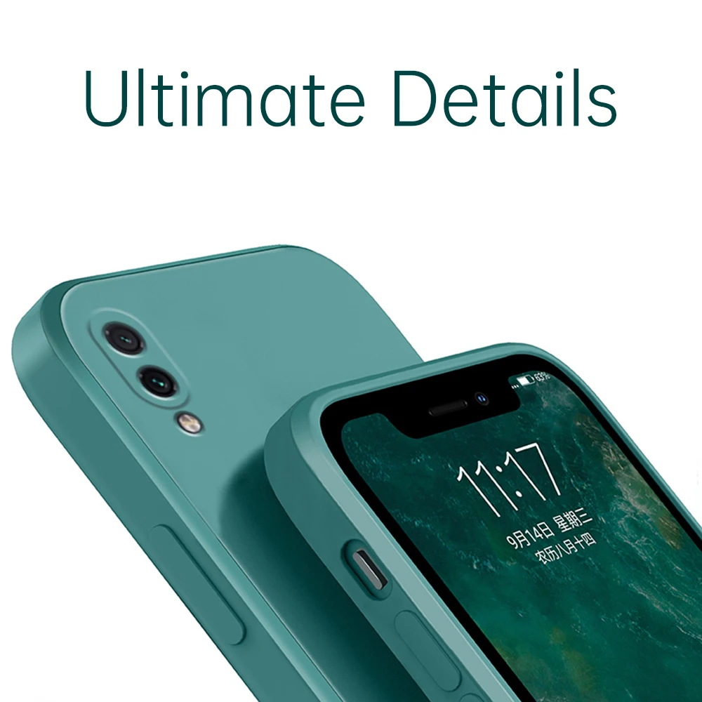 original square liquid silicone case for xiaomi redmi note 7 7s pro camera lens protective cute phone back cover note7 7pro capa free global shipping