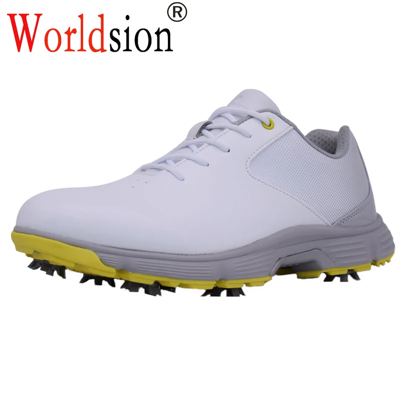 

Мужские Нескользящие кроссовки, Уличная обувь для гольфа, водонепроницаемая прогулочная обувь для гольфистов, белые черные