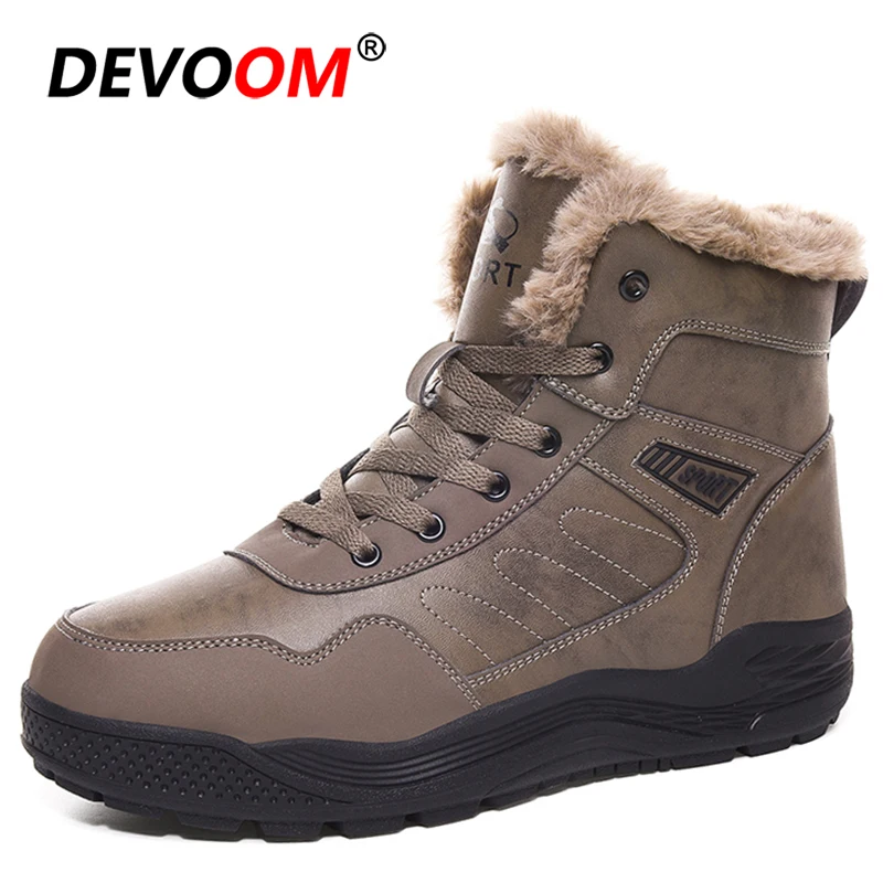 Мужские зимние уличные ботинки водонепроницаемые меховые треккинговые Горные