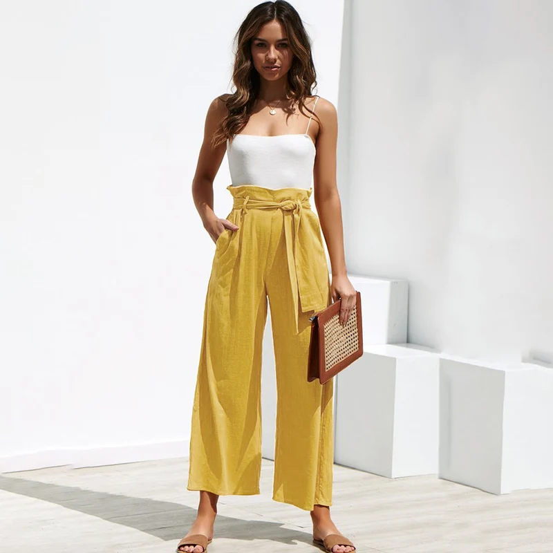 Брюки-султанки женские с завышенной талией винтажные модные штаны из хлопка и