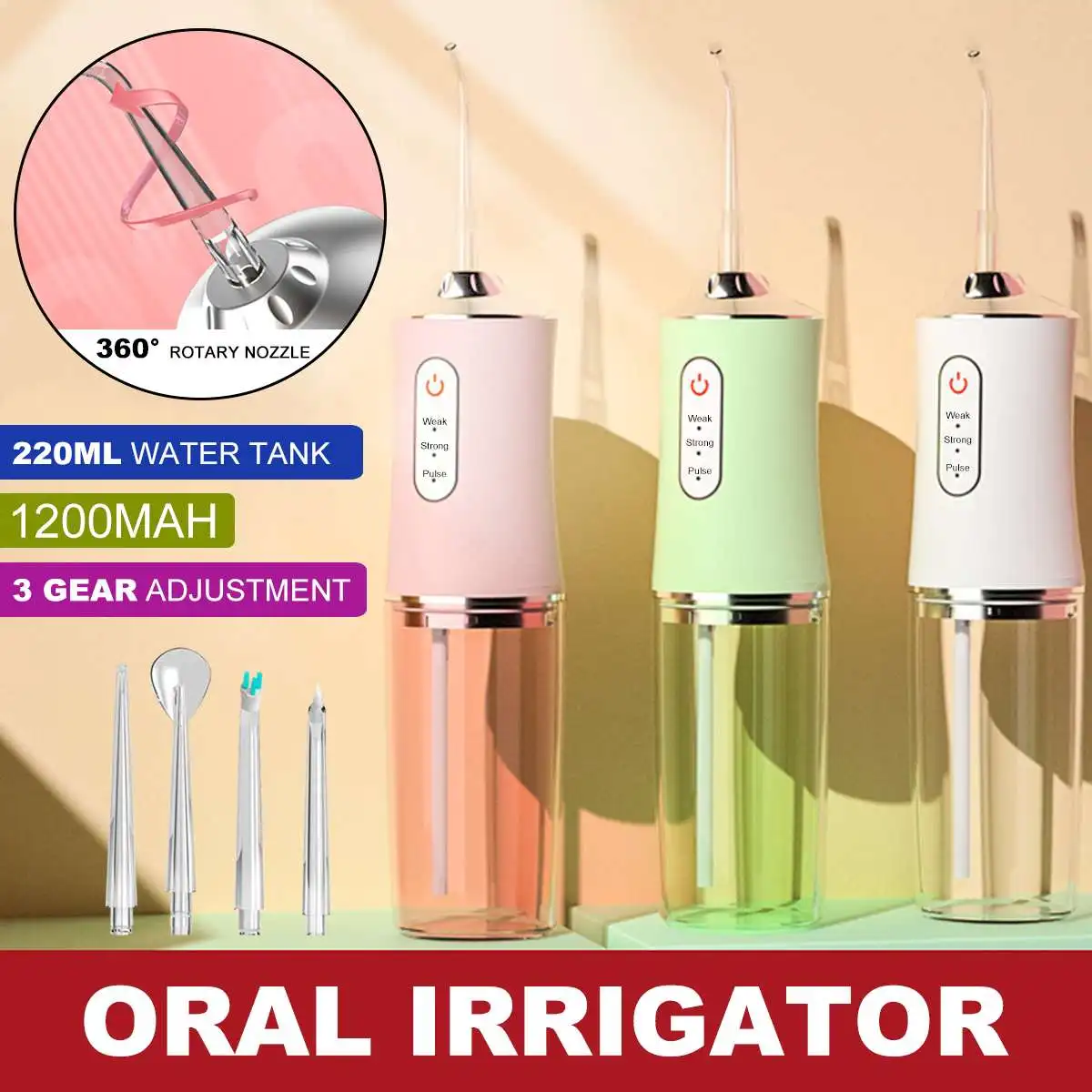 

220 мл Электрический Ирригатор для полости рта USB Перезаряжаемые Вода Flosser Стоматологическая ирригатор для полости рта струи воды 3 рабочие м...