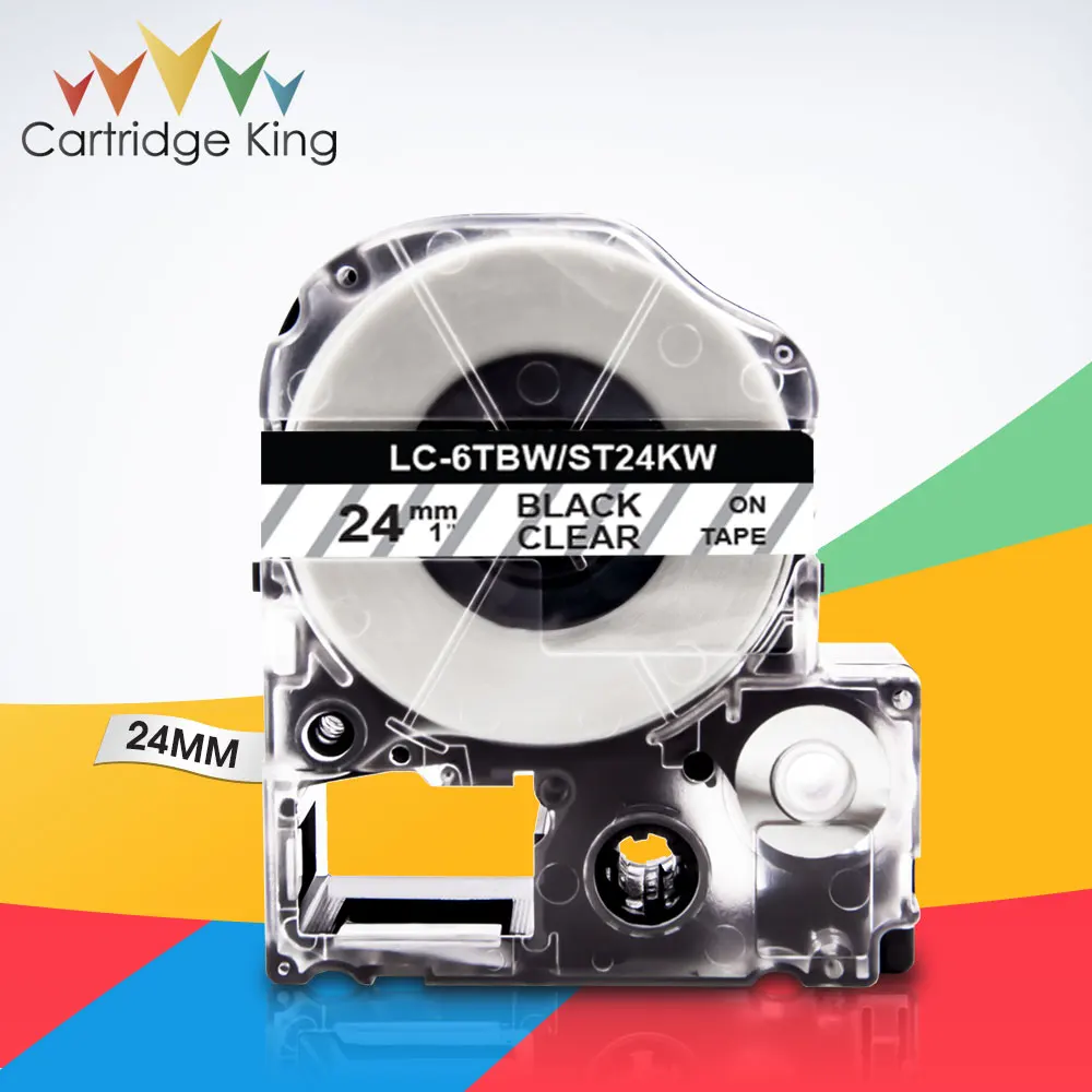 Черный на прозрачном ST24KW LC-6TBN 1 &quot(24 мм) этикеточная лента клейкая для замены Epson