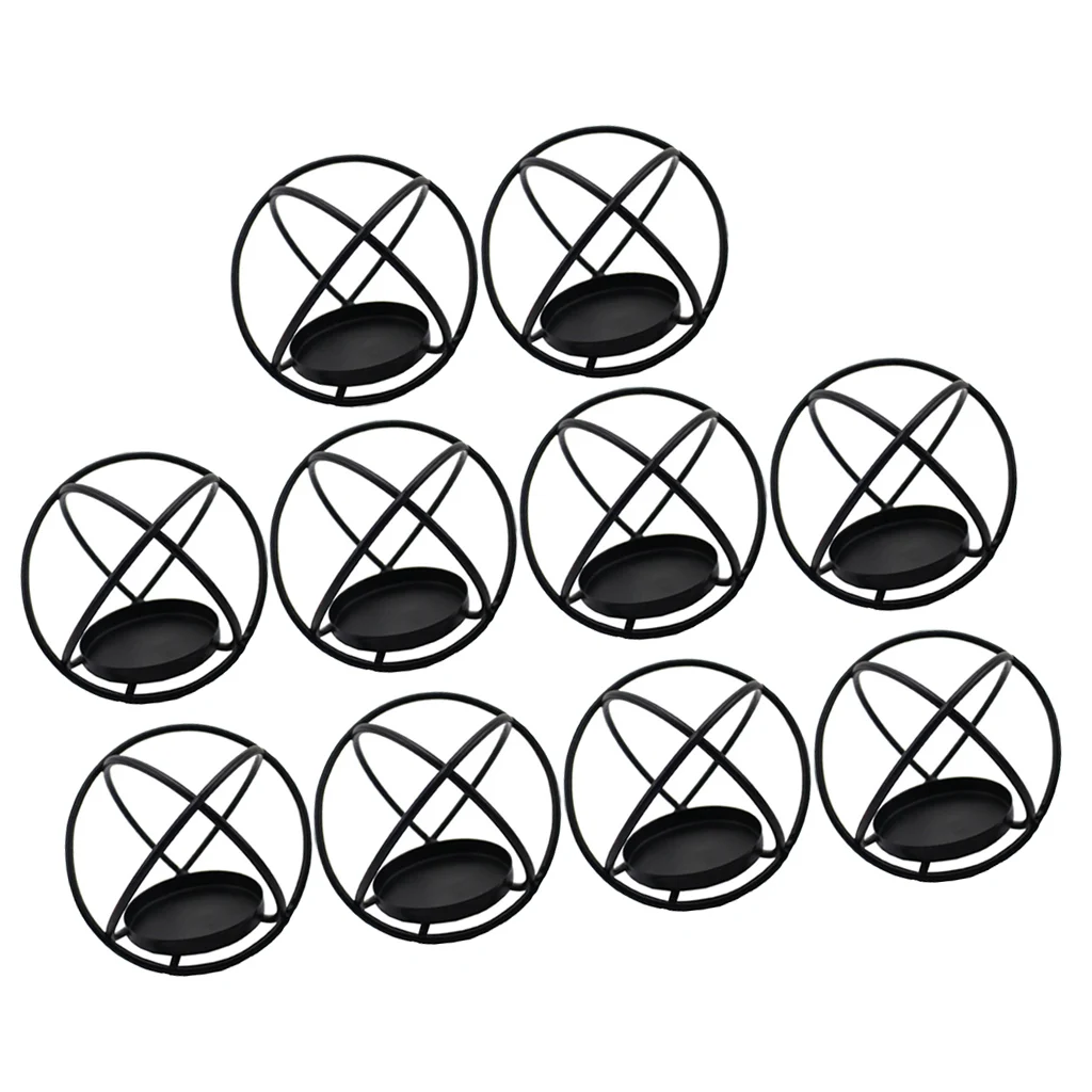 

10x 3D Geometric Candle Holder With Cup Decorative Ornament Props Black