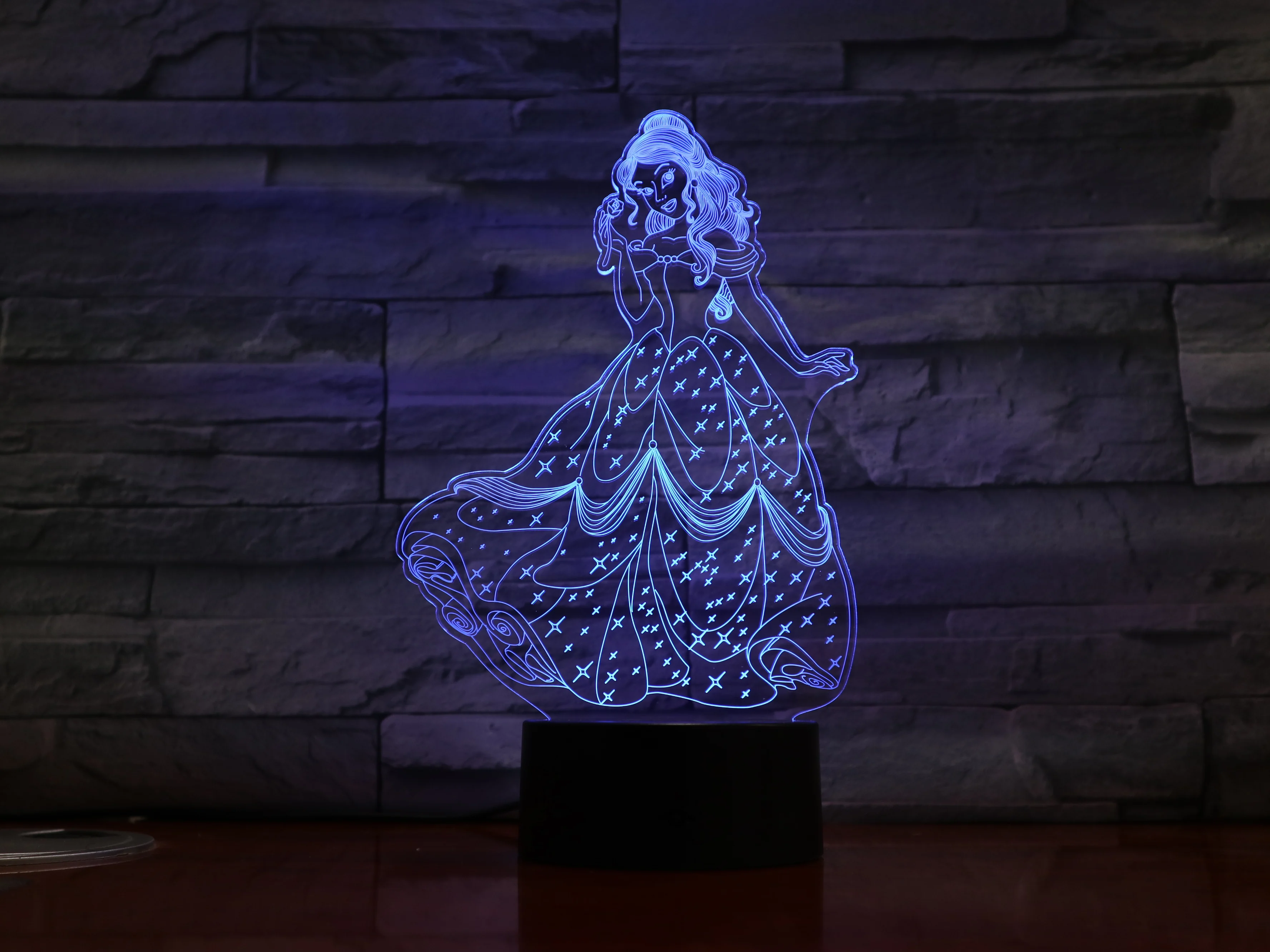 Ночник с 3d изображением красавицы и чудовища светодиодный светильник принцессы