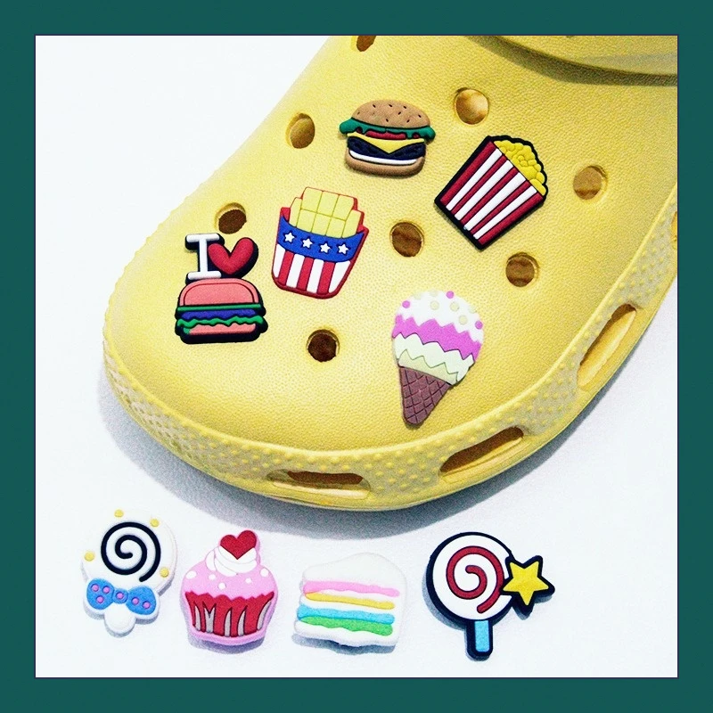 

Cheapest Ice Cream Cake PVC Patch Shoe Buckle Decoration Garden Shoes Accessories Suitable For Crocodile JIBZ Children Gift