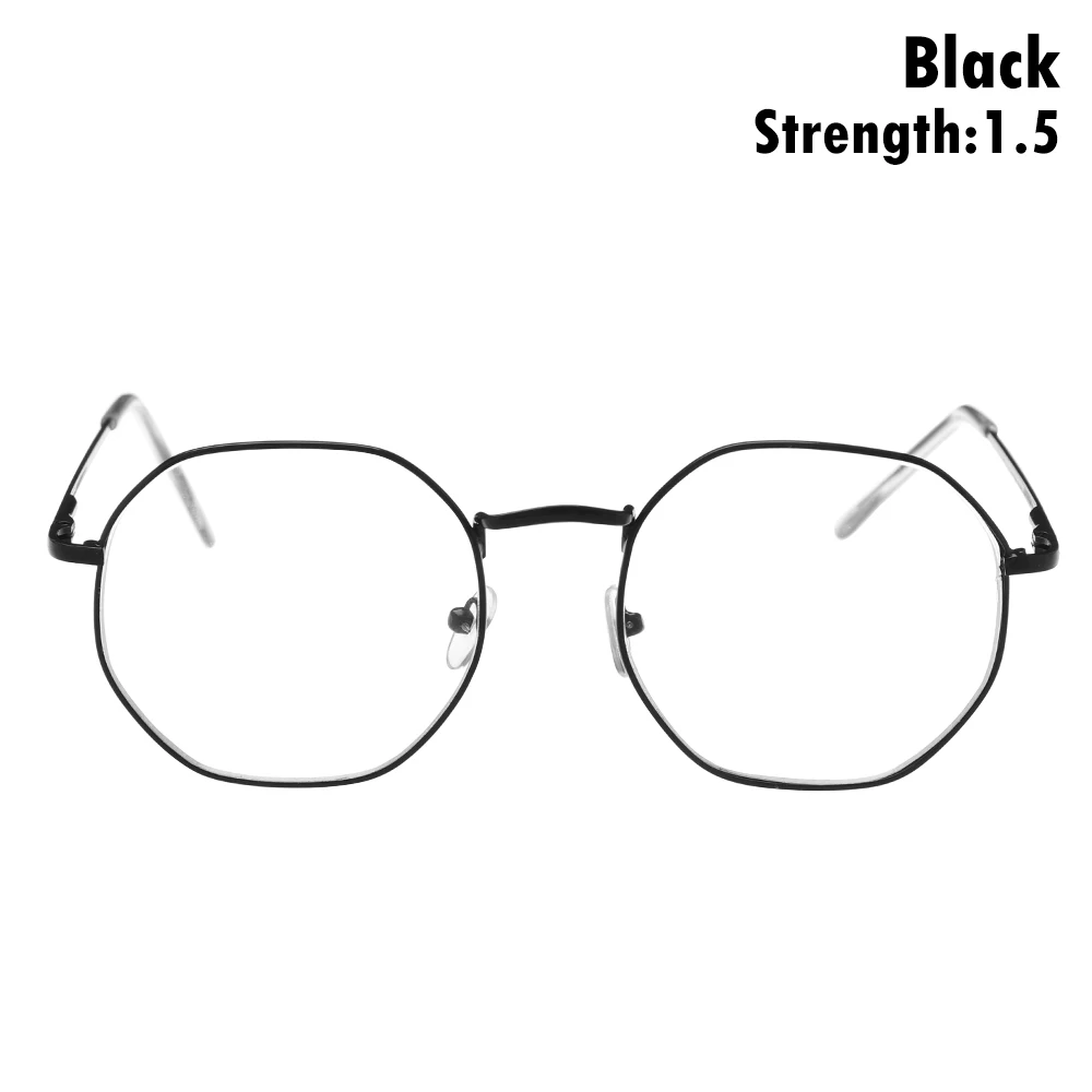 Black-strength 150 Модные металлические винтажные многоугольные очки для близорукости, женские и мужские Ультра-светильник, очки для чтения из смолы, очки для зрения, Уход За Зрением-1,00~-4,0 диоптрий - Цвет оправы: Black-strength 150