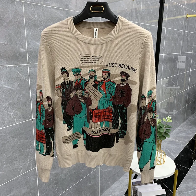 

Новинка 2021, мужские Роскошные зимние классические свитера, пуловеры в повседневном стиле с изображением персонажей из мультфильмов, высоко...