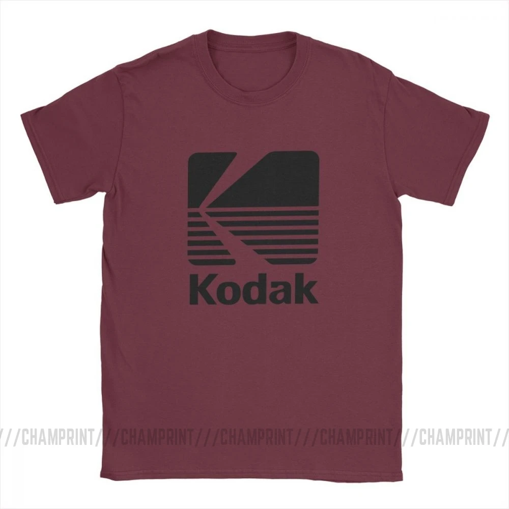 Бургундия Kodak фотография логотип футболка для мужчин камера фильм ретро короткий рукав Винтаж Футболка с круглым вырезом хлопковая одежда дизайнерские футболки - Цвет: Бургундия