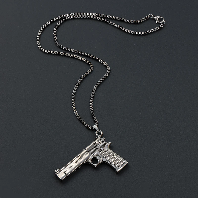 Модная бижутерия в стиле хип хоп ожерелья с подвесками виде пистолета ювелирные
