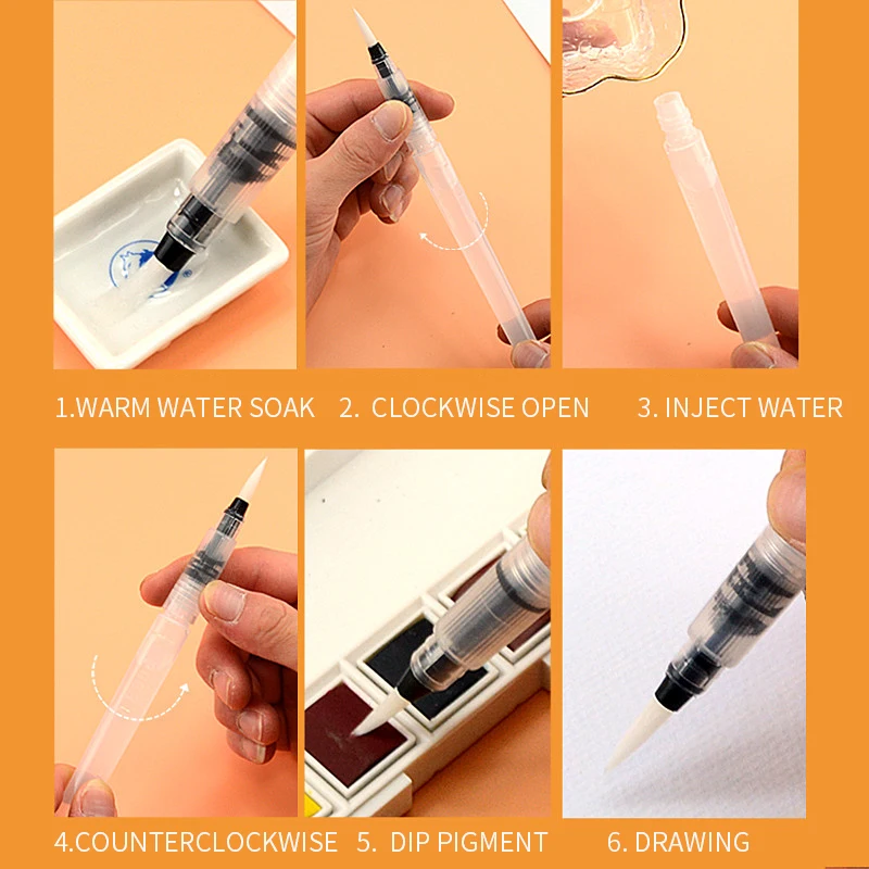 Улучшенная 6 шт./компл. кисть для воды большая емкость бочка Цветная краски набор