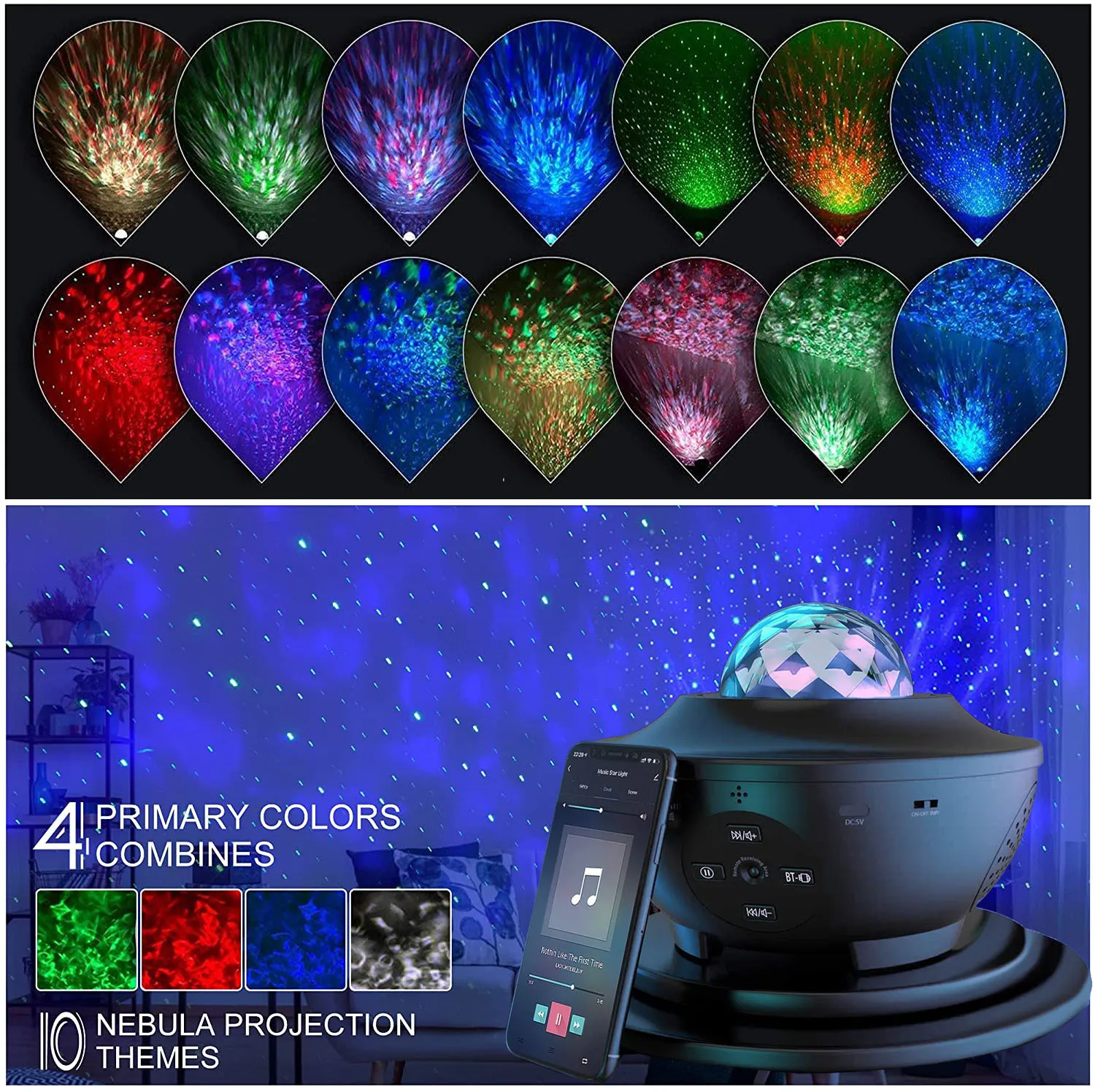 

Starry Projector Galaxy Night Laight Ocean Wave Music Speaker Nebula Cloud Ceiling Led Lamp for Decoration Christmas Gift Party