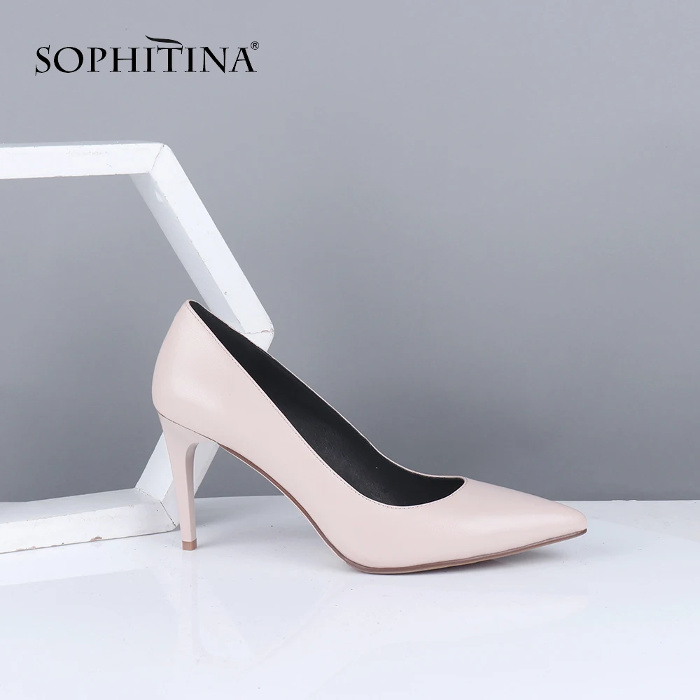SOPHITINA/выразительные женские туфли лодочки Офисные с острым носком на тонком