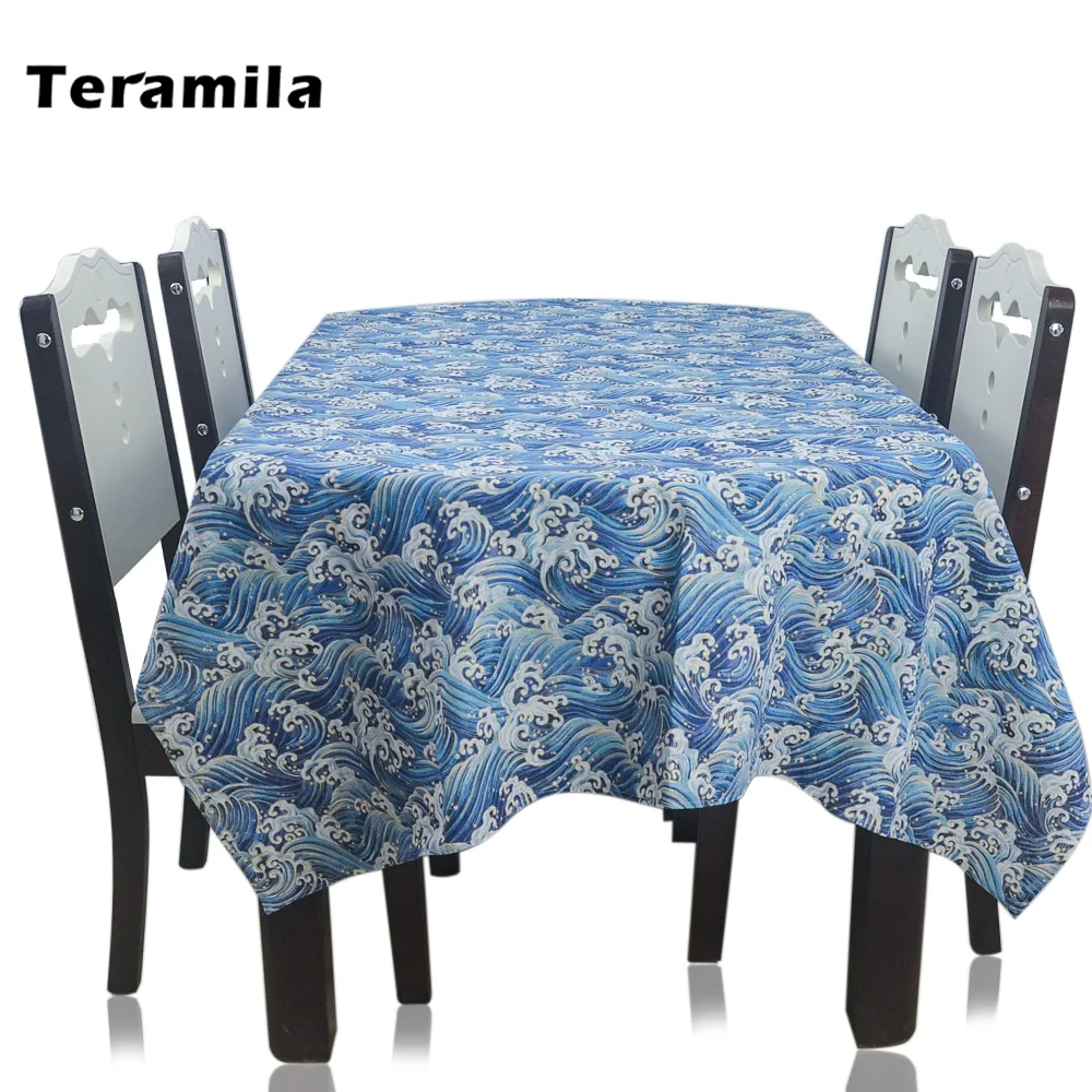 Teramila морской волны с золотой стороной прямоугольник обеденный стол ткань